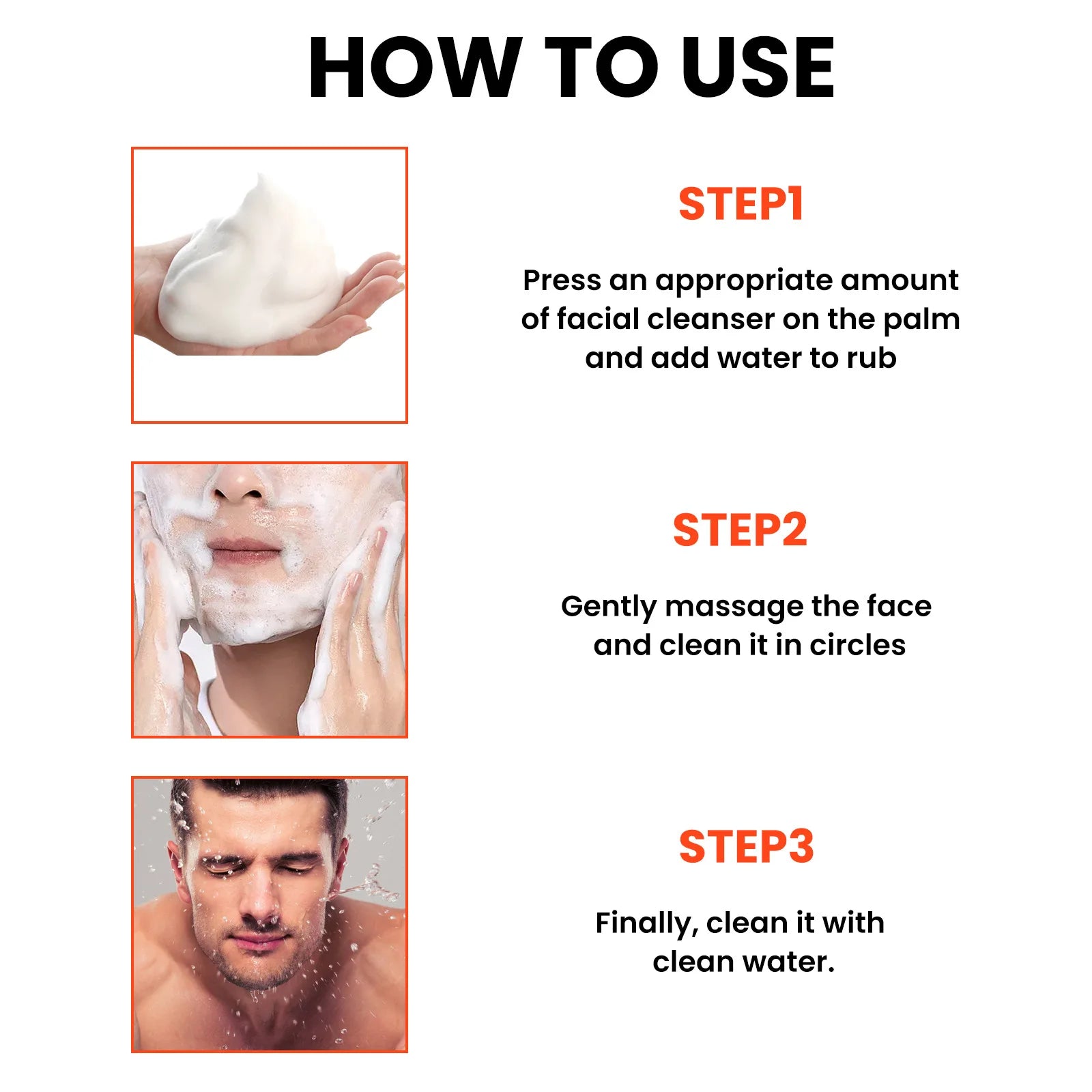 Nettoyant pour le visage pour hommes, contrôle de l'huile, rétrécissement des pores, élimination des points noirs d'acné, nettoyage en profondeur, hydratant, éclaircissant