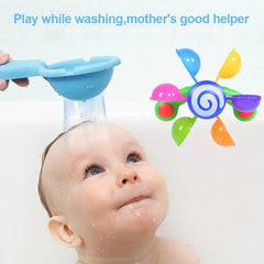 Moulin à vent arc-en-ciel pour tout-petits, ventouse de bain, jouet de pulvérisation d'eau, roue à eau colorée, ensemble de jouets de bain pour bébé, jouet d'arrosage de douche