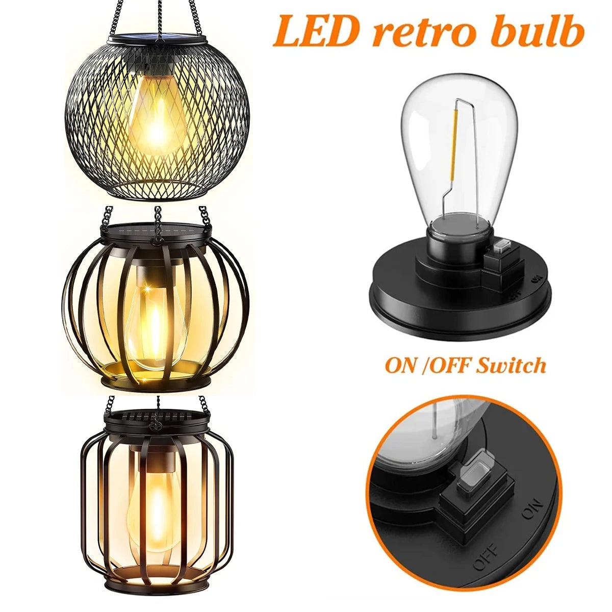 Solar LED Outdoor Light, Waterproof, 3000k, Auto On/Off, Induction, Decorative Outdoor Hanging Light, Festival Light