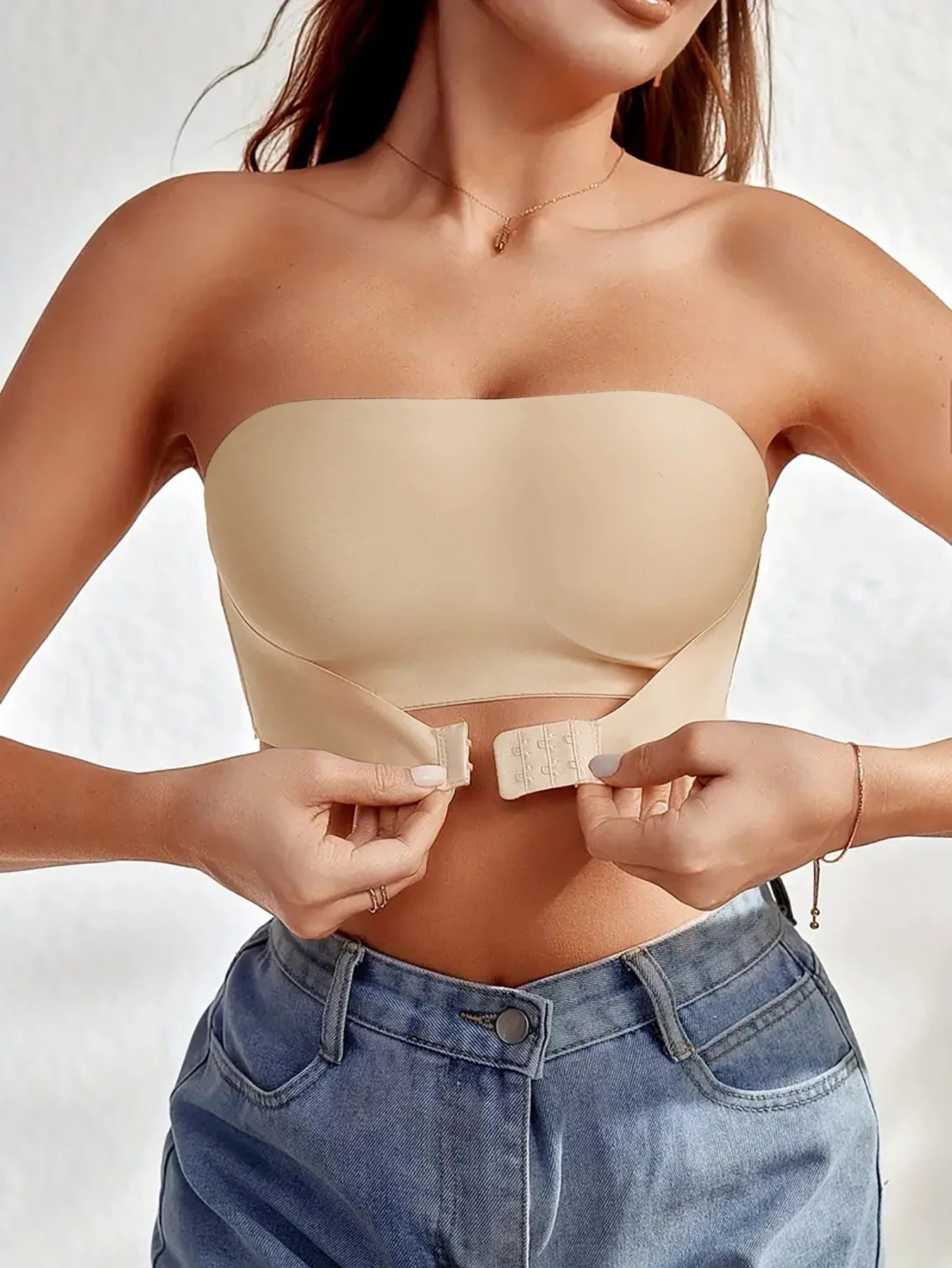 Soutien-gorge sans bretelles pour femmes, sans rembourrage, sans couture, bouton avant, sous-vêtements confortables et lisses