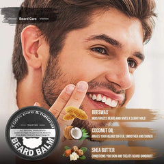 Ensemble complet de soins de barbe pour hommes, peigne à barbe, baume, peigne Double face avec rouleau, liquide de croissance de barbe, 5/7/8 pièces