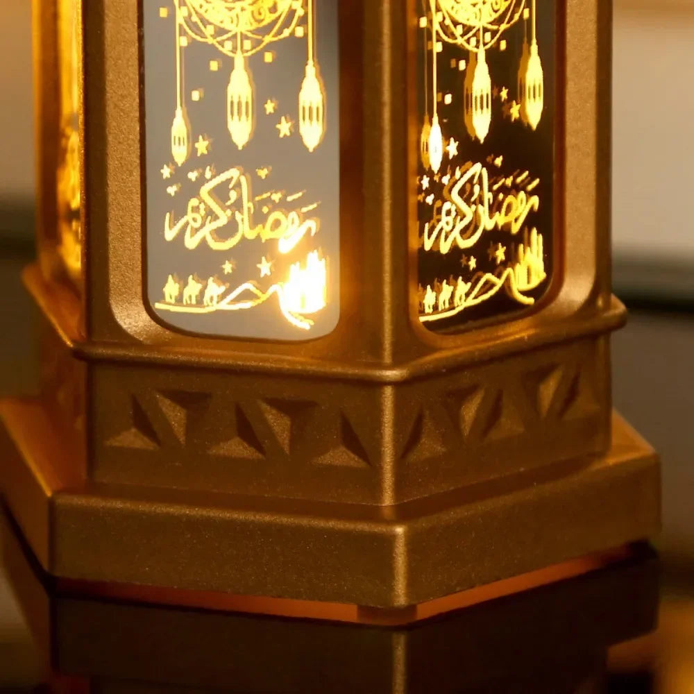 Ramadan Muslim Lantern, Eid Mubarak Ornament, LED Night Light for Festivals, Eid Al Adha Gift, Ramadan Gurbang Decoration for Home