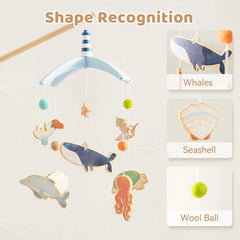 Hochets pour nouveau-né de 0 à 12 mois, jouets en feutre doux, cloche de lit de baleine, berceau Mobile suspendu, carrousel Musical, jouet pour garçons et filles, cadeau