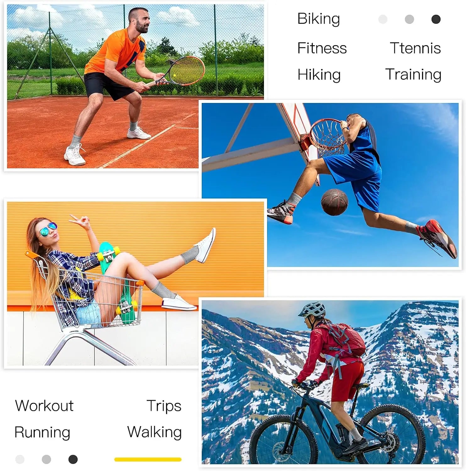 8 pièces chaussettes de sport amorti respirant chaussettes de course haute performance et durables chaussettes de sport de plein air pour hommes et femmes