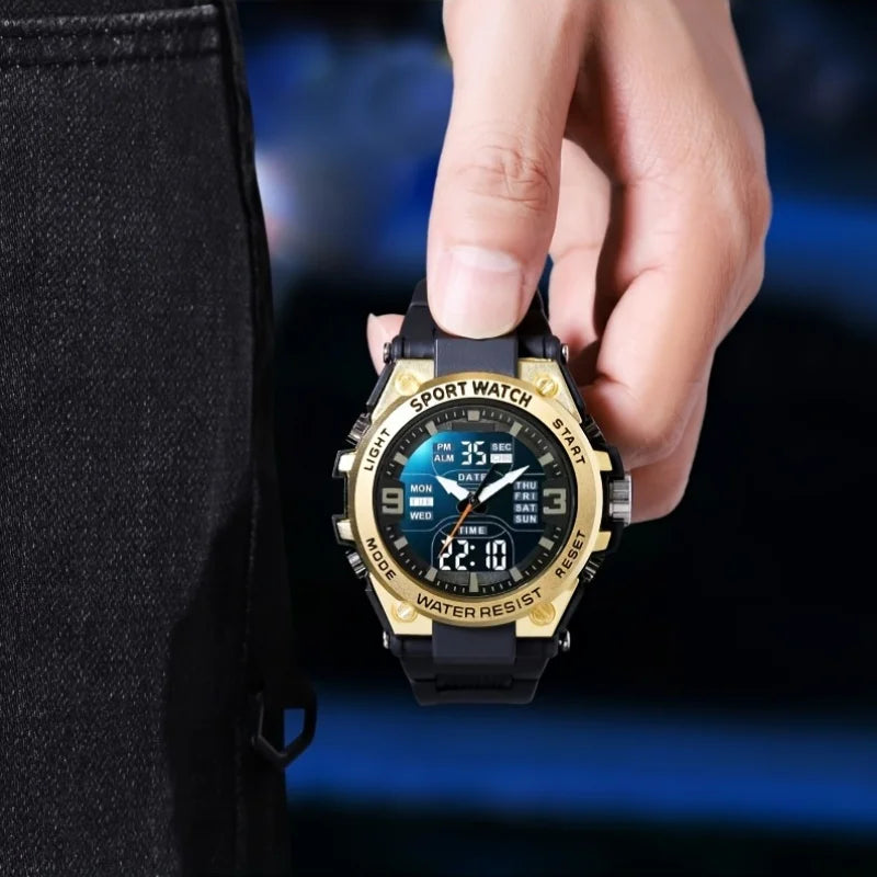 [Montre chronographe numérique pour hommes] montre chronographe multi-sport montre à quartz numérique pour hommes avec alarme Date lumineuse le Gi idéal