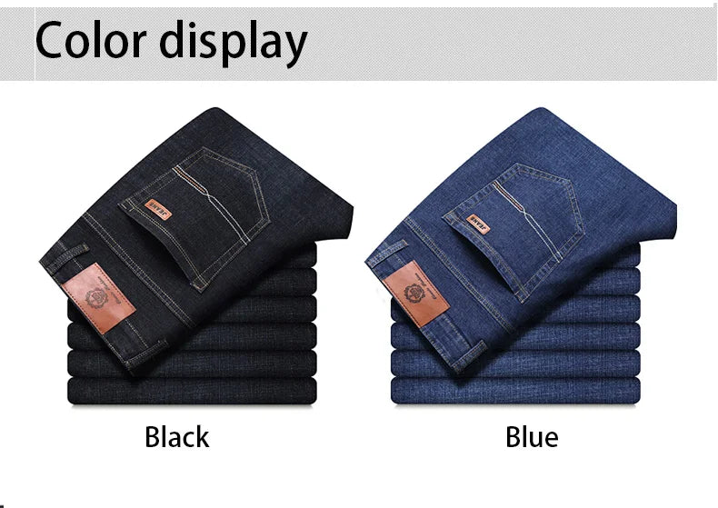 Jean classique pour homme, salopette en denim, doux, noir, taille 32-38, nouvelle collection