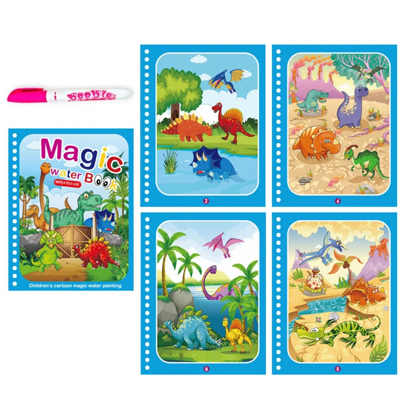 Jouets d'éducation précoce pour enfants, livre magique avec stylo, dessin à l'eau, jouets Montessori, livre de coloriage réutilisable, livre de dessin magique