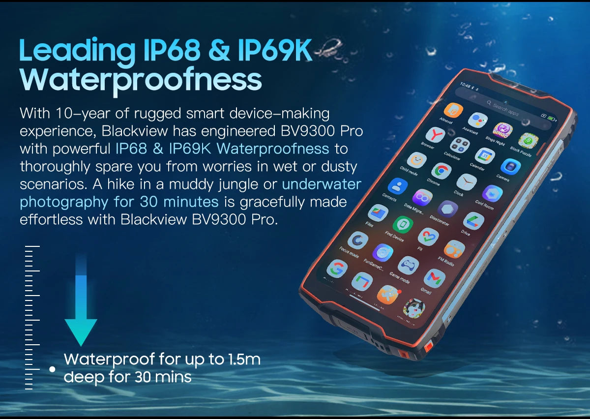 Blackview-Smartphone robuste BV9300 PRO, téléphone portable Android 13, Helio G99, 8 Go de RAM, 12 Go de RAM, affichage des touristes, première mondiale