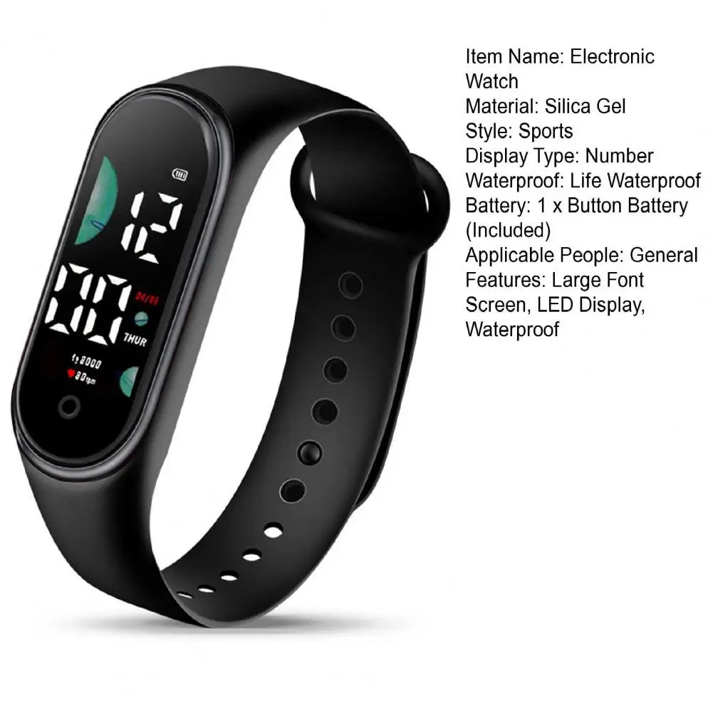 Montre de sport électronique pour enfants, étanche, grand écran de police, affichage LED, Shoous, date automatique, calendrier complet, montre numérique