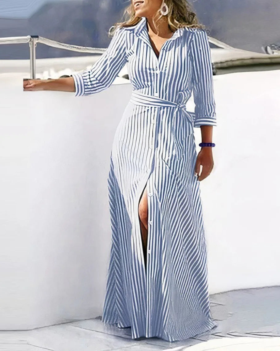 Robe chemise décontractée pour femmes, col en v, imprimé irrégulier, fente, mi-longue, mode d'été élégante, plage, vacances, vêtements féminins