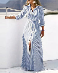 Robe chemise décontractée pour femmes, col en v, imprimé irrégulier, fente, mi-longue, mode d'été élégante, plage, vacances, vêtements féminins