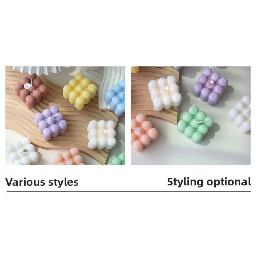 Bougie parfumée en forme de Cube à bulles, 1 pièce, faite à la main, pour aromathérapie, cire de soja, décoration de la maison, bougies pour fête d'anniversaire et de mariage