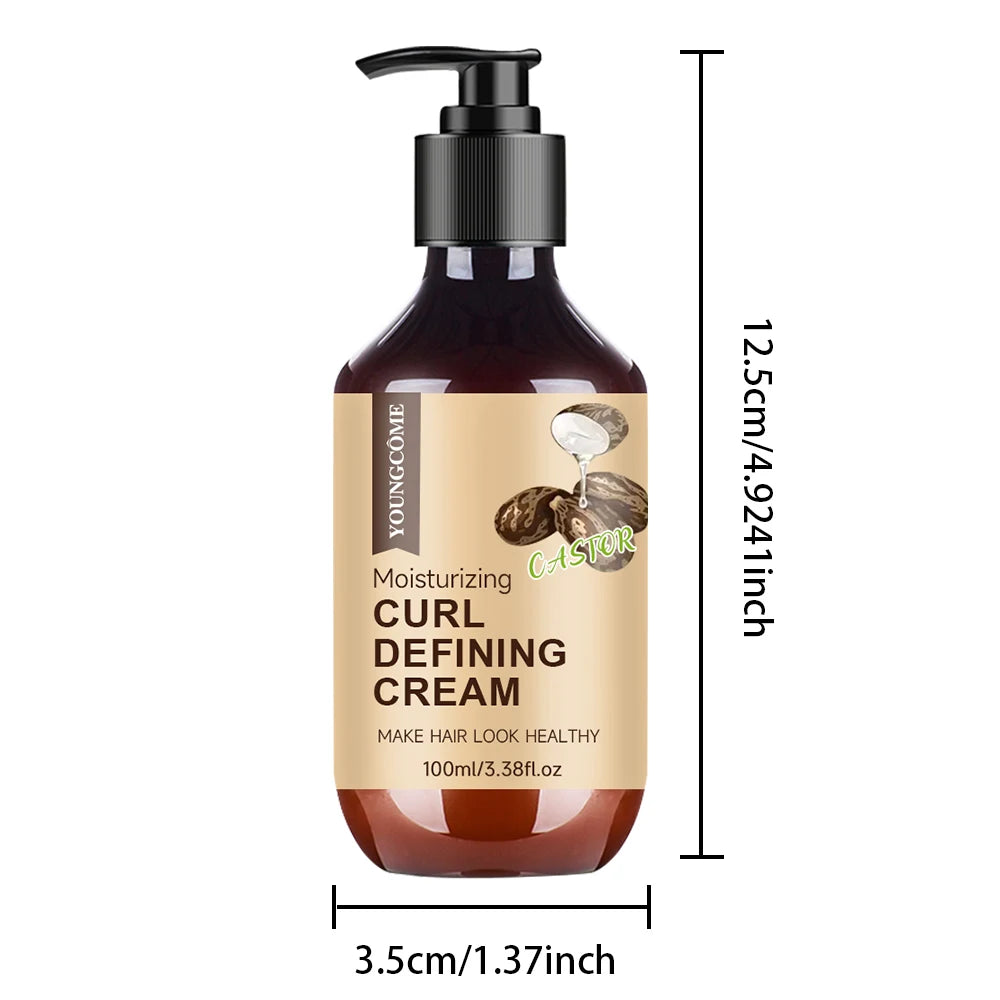 Crème bouclée à l'huile de ricin pour hommes, 100ML, avec romarin et menthe poivrée pour contrôler le bouclage