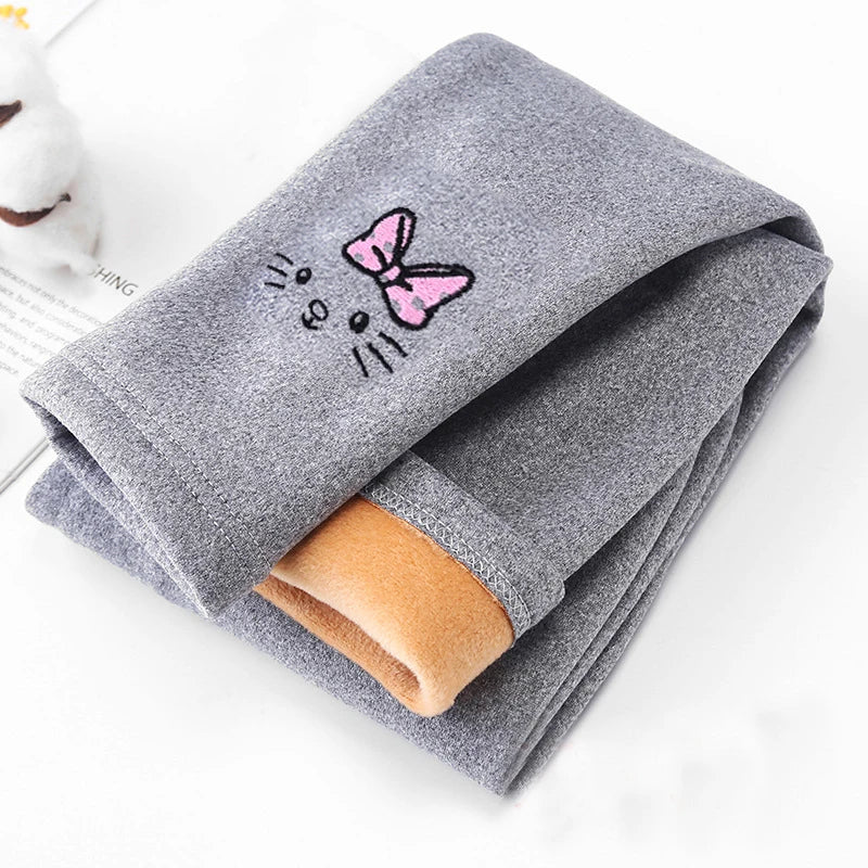 Thick and warm velvet leggings for girls aged 2 to 8 years, tights with a knee-length hem, for children, autumn and winter