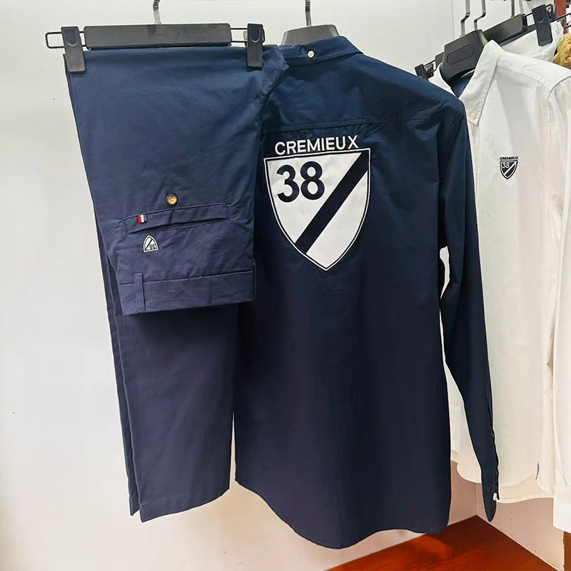 Cremieux quatre saisons survêtement Chemise pour Homme hommes chemise réglage deux pièces pantalons complets mode décontracté 100% coton Del France