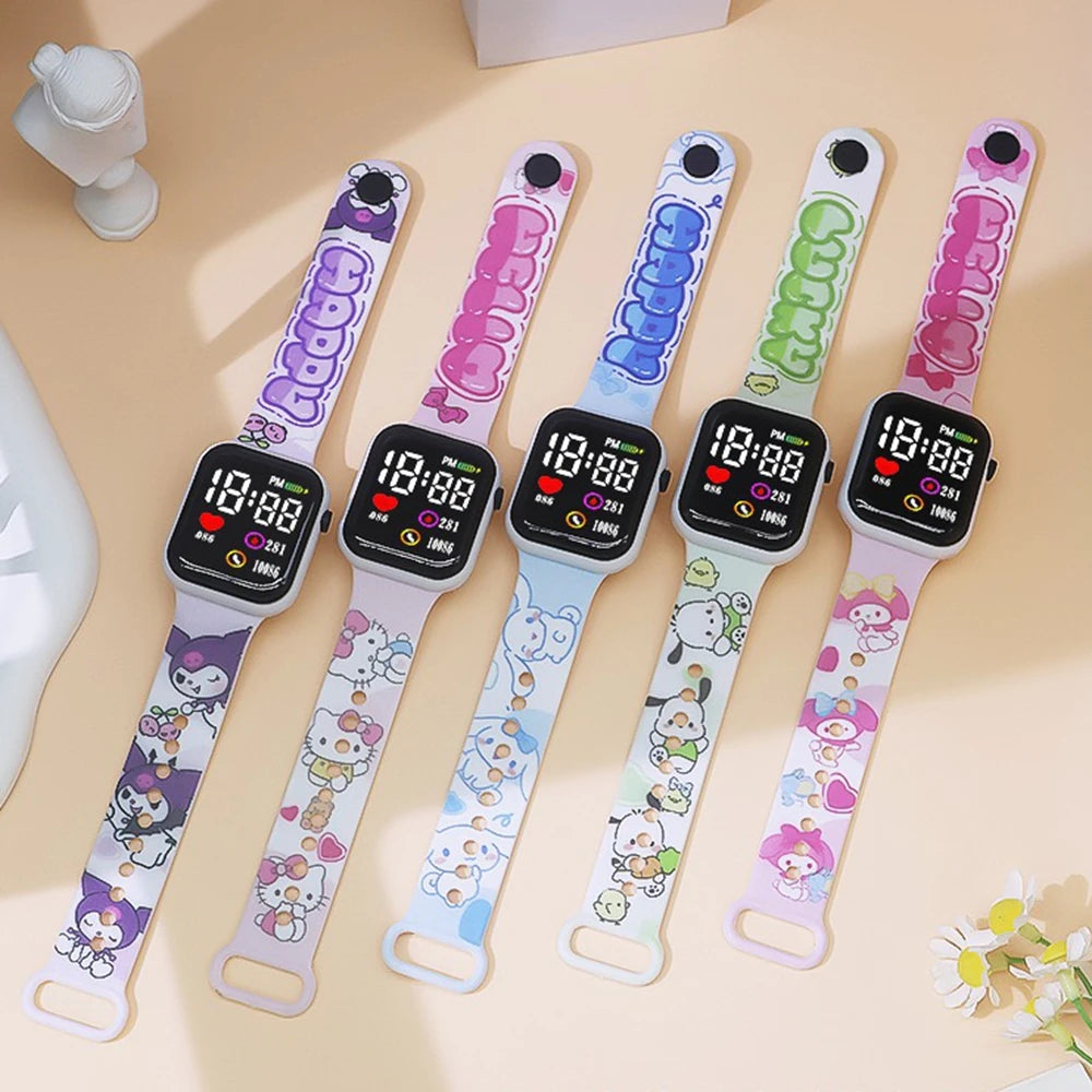 Nouveau Hello Kitty enfants montres filles enfants montre de Sport électronique mode montre numérique femmes étudiant cadeau de noël