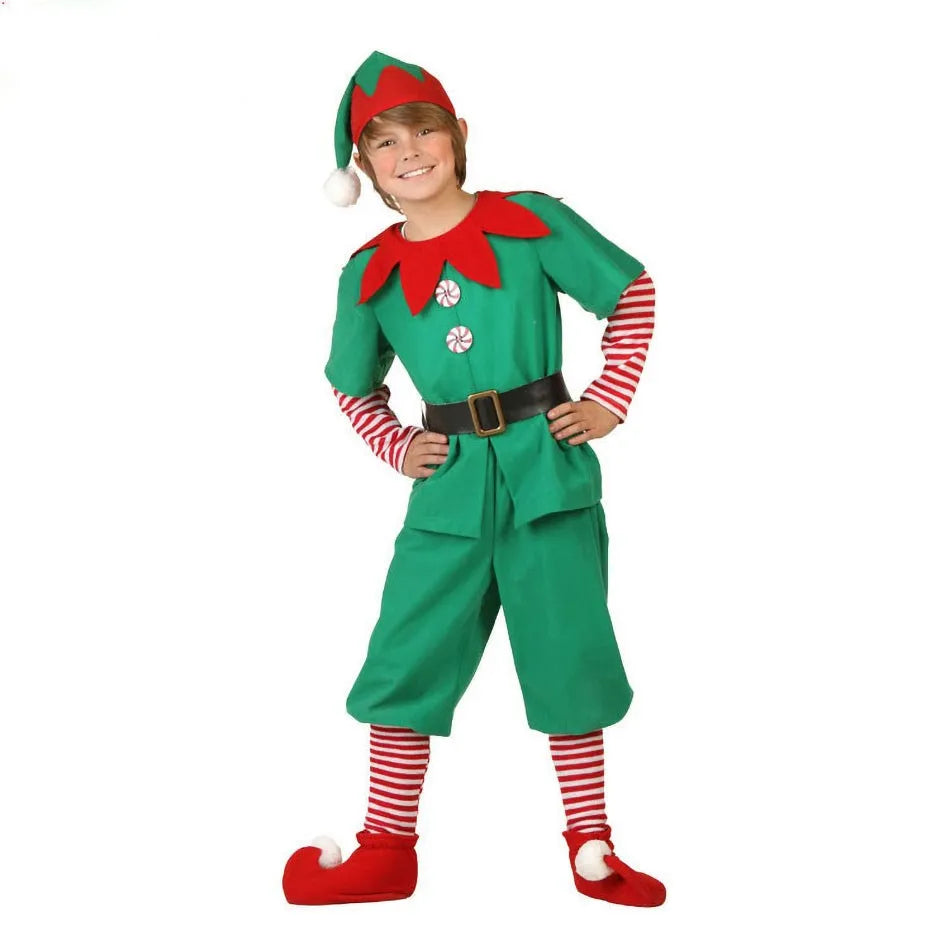 Ensemble de vêtements de Noël pour enfants et adultes, chapeau en Y, ceinture, vêtements de Noël pour enfants, tenue d'anniversaire pour bébé garçon et fille, costume d'elfes