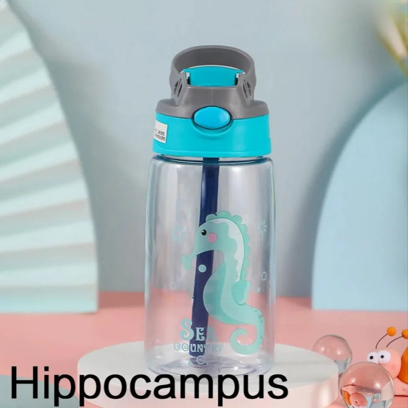 Bouteille d'eau portable avec paille et poignée pour enfants, gobelet pour enfants, 1PC