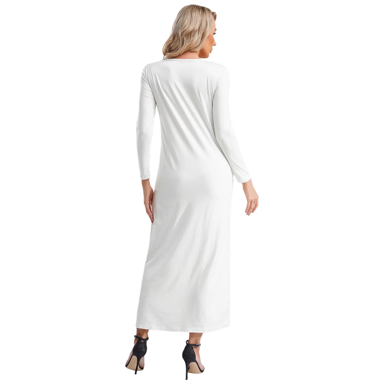 Femmes Abayas robe arabe islamique à manches longues prière musulmane dubaï caftan longues Robes ample basique Maxi robe longue dubaï caftan