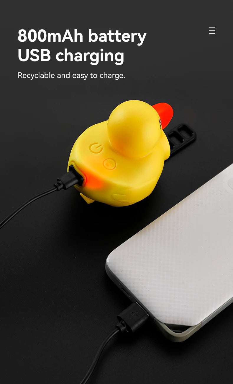 Lumière de vélo pour enfants, équitation de nuit, petit canard jaune, sonnette pour enfants, lampe de poche, phare de vélo pour cyclisme, lampe avant de vélo