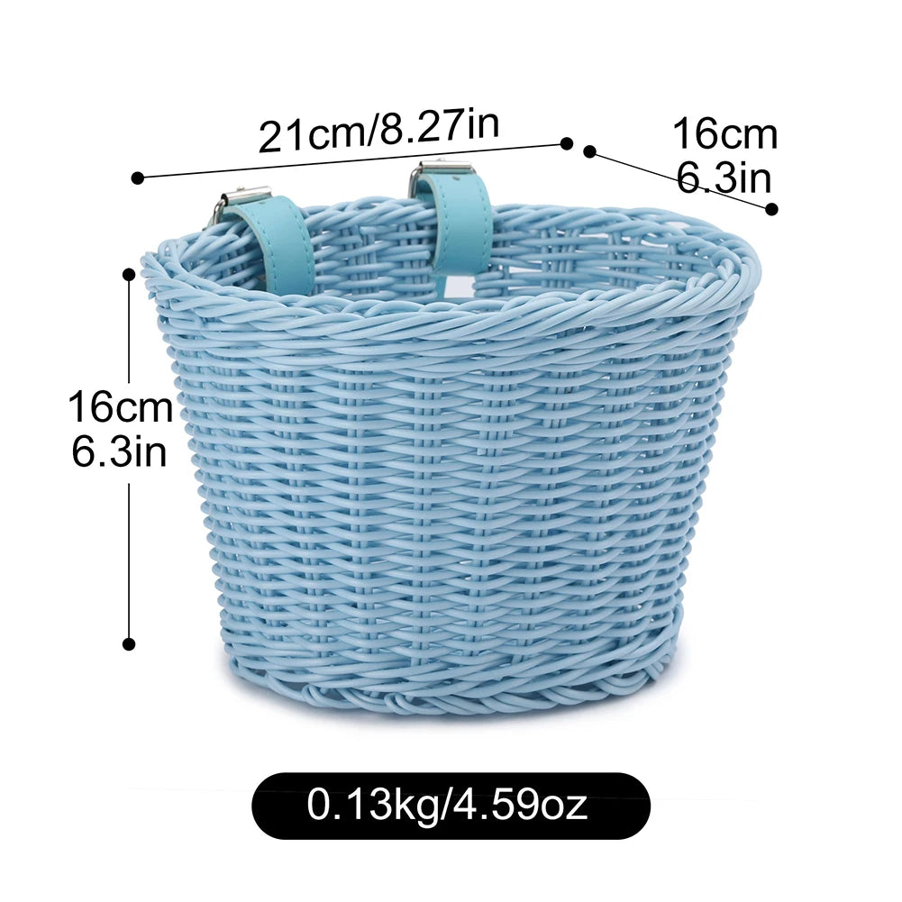 Mir de vélo en rotin tissé à la main pour enfants, ensemble de cloche, pompon, autocollants, guidon avant, accessoires de vélo