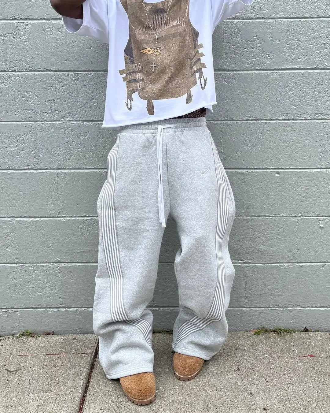 Y2k Casual Grey Embroidered Trousers, Lace Running Pants with Lustre, Functional Tactical, Camouflage for Men and Women
