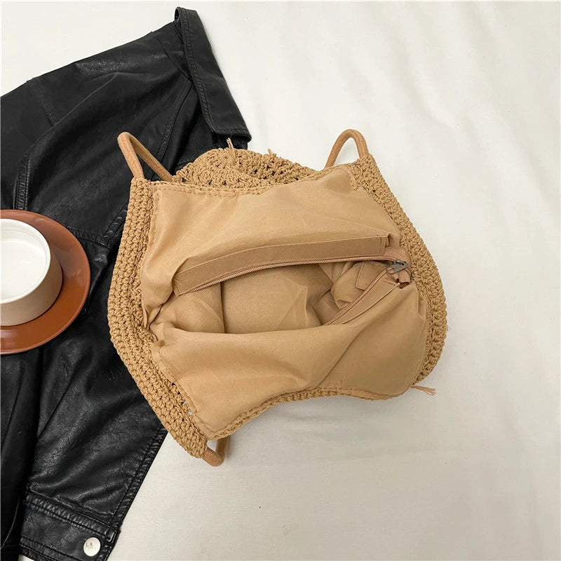 Sac à main tissé de grande capacité, sac à bandoulière ajouré, fourre-tout en Crochet, fourre-tout bohème tissé pour femmes, sacs de Shopping tricotés