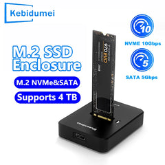 10Gbps M.2 NVMe/SATA SSD Enclosure, External Read and Write Docking Station for PC, 4TB Dual Protocol Solid State Adapter