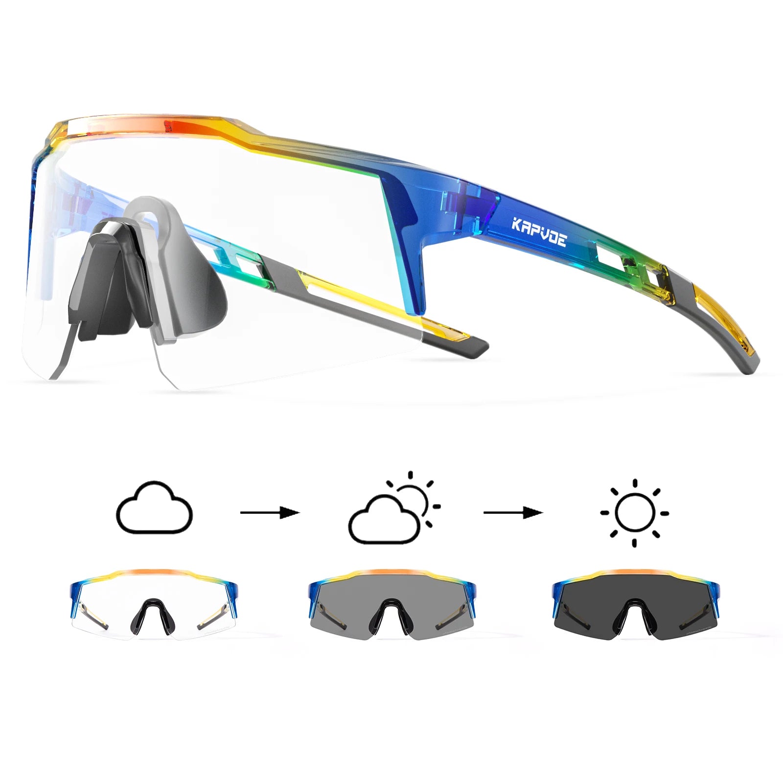 Kapvoe-Lunettes de soleil photochromiques pour enfants, lunettes de vélo de sport, lunettes de vélo d'extérieur pour garçons et filles, lunettes pour adolescents, UV400