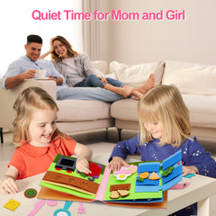 Livres silencieux Montessori pour les tout-petits, livre d'activités douces, livre en tissu feutré, jouet de voyage sensoriel avec activités d'apprentissage