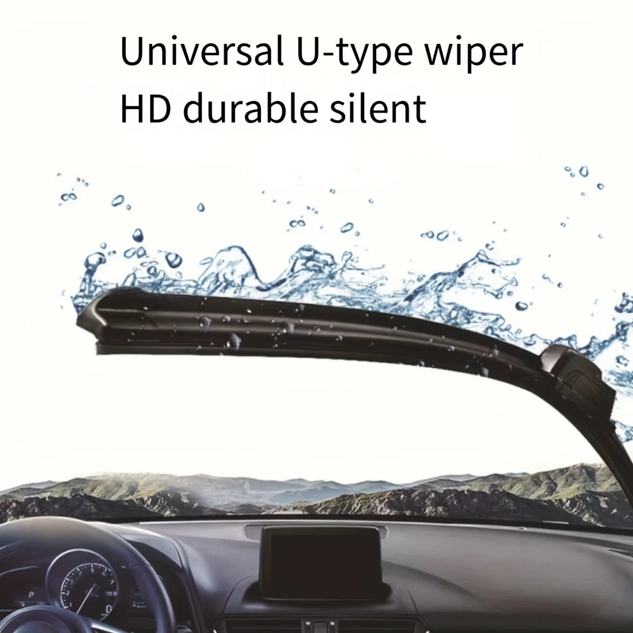 Essuie-glace de voiture en caoutchouc souple de type U, essuie-glace sans os, HD, silencieux, durable, automobile, 14 ", 16", 17 ", 18", 19 ", 20", 21 ", 22", 24"