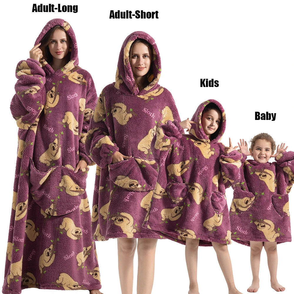 Sweat-shirt à capuche d'hiver pour femmes et hommes, pull polaire géant TV, couverture surdimensionnée avec manches, vêtements citrouille d'halloween pour adultes