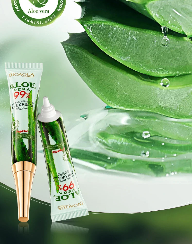 2 pièces/kit BIOAQUA Aloe Vera ensembles de soins de la peau crème pour les yeux du visage hydratant raffermissant crèmes à l'aloe vera ensemble de soins de la peau du visage