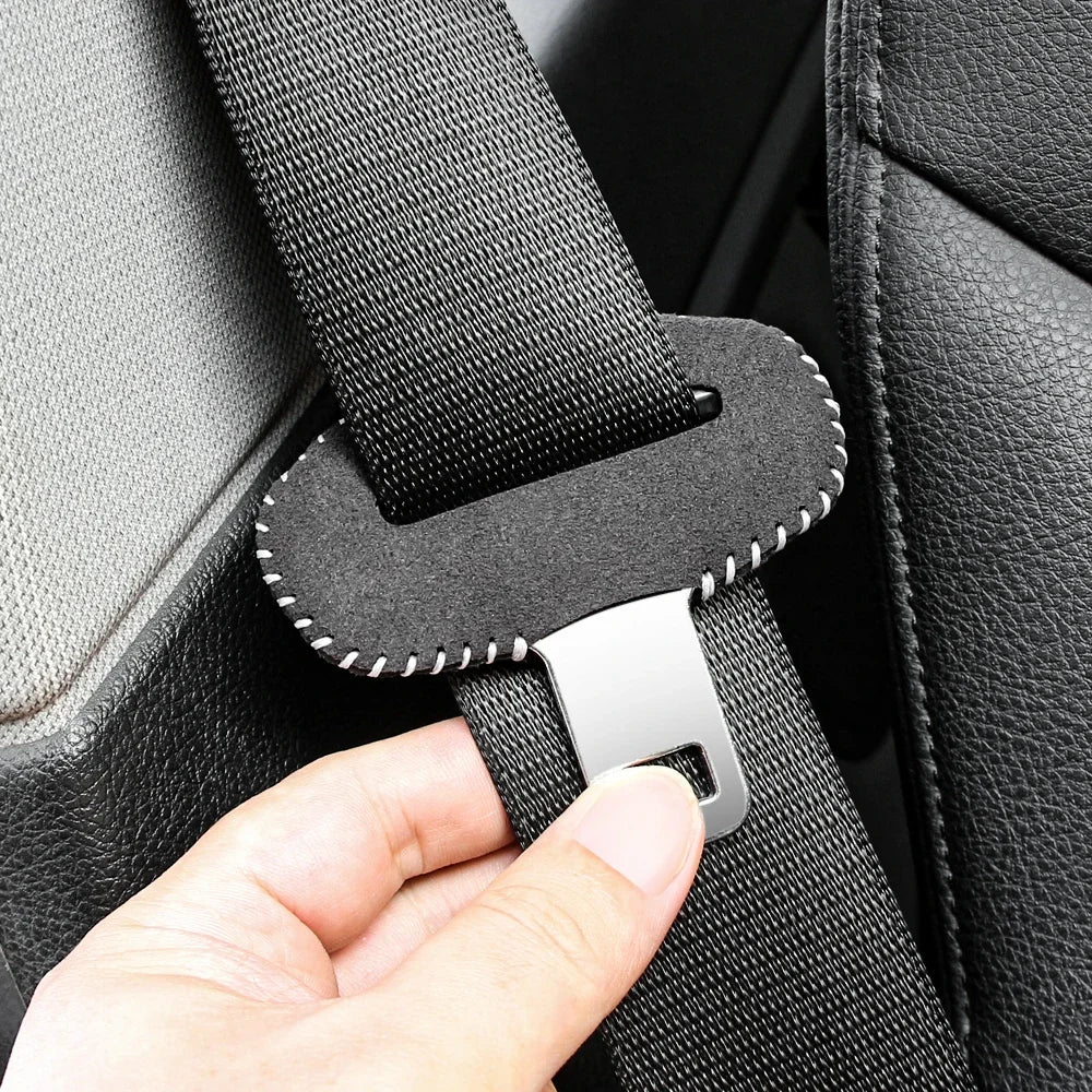 Boucle de ceinture de sécurité de voiture, Clip de protection, couverture intérieure avant et arrière, ceinture de sécurité automobile, Bulckle, Clips en cuir, accessoire