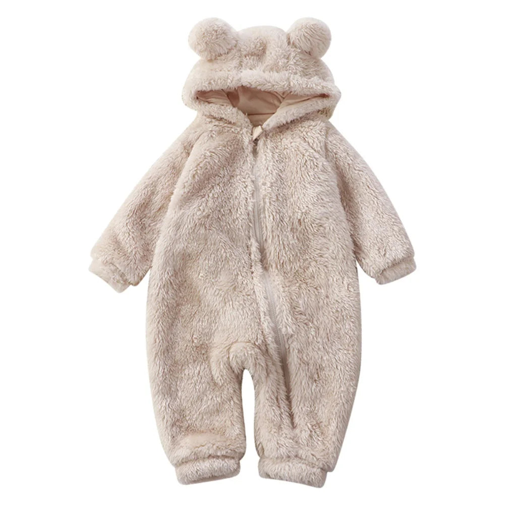 Vêtements d'hiver pour bébé de 0 à 24 mois, barboteuse ours de dessin animé mignon, pyjama pour nourrissons garçons et filles, Costume Animal, combinaison à fermeture éclair