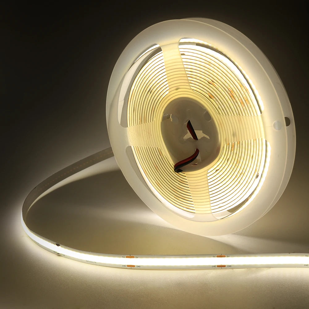 5V USB LED Strip Light, 320 LEDs/M COB, Dimmable Touch Sensor Switch/Push Switch, DIY, TV Mirror, Backlighting, Night Light for Room