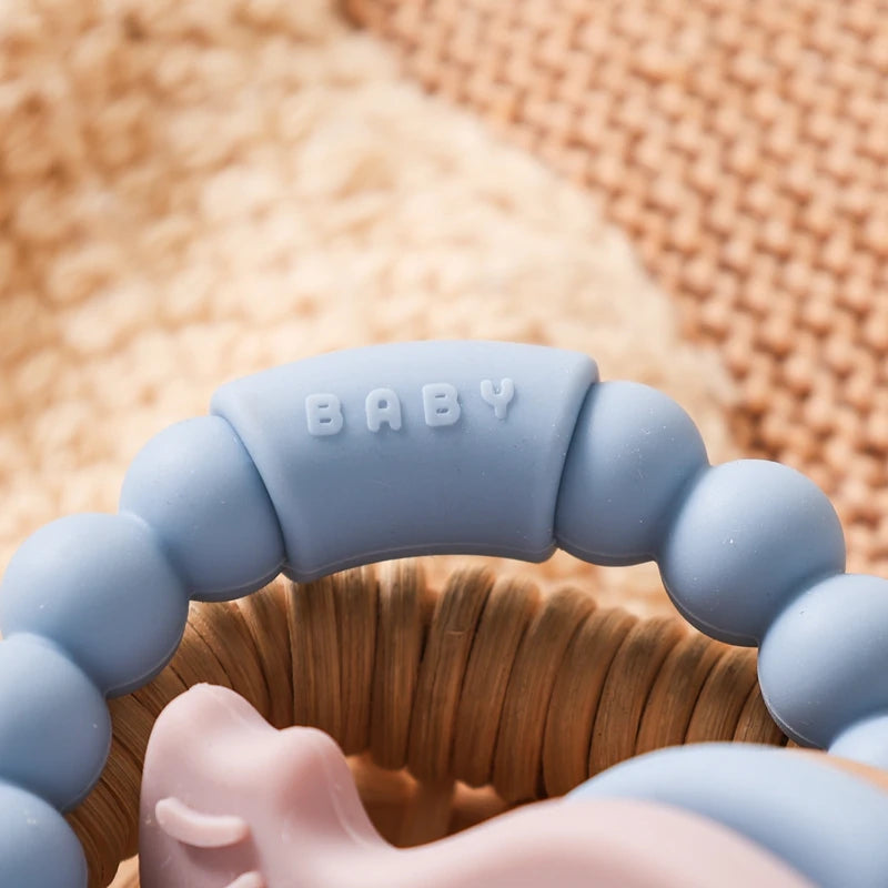 Anneau de dentition en Silicone pour bébé, 1 pièce, sans BPA, Bracelet en Silicone, feuille, jouets de dentition, anneau en bois, dent d'allaitement, jouets cadeaux pour nouveau-né