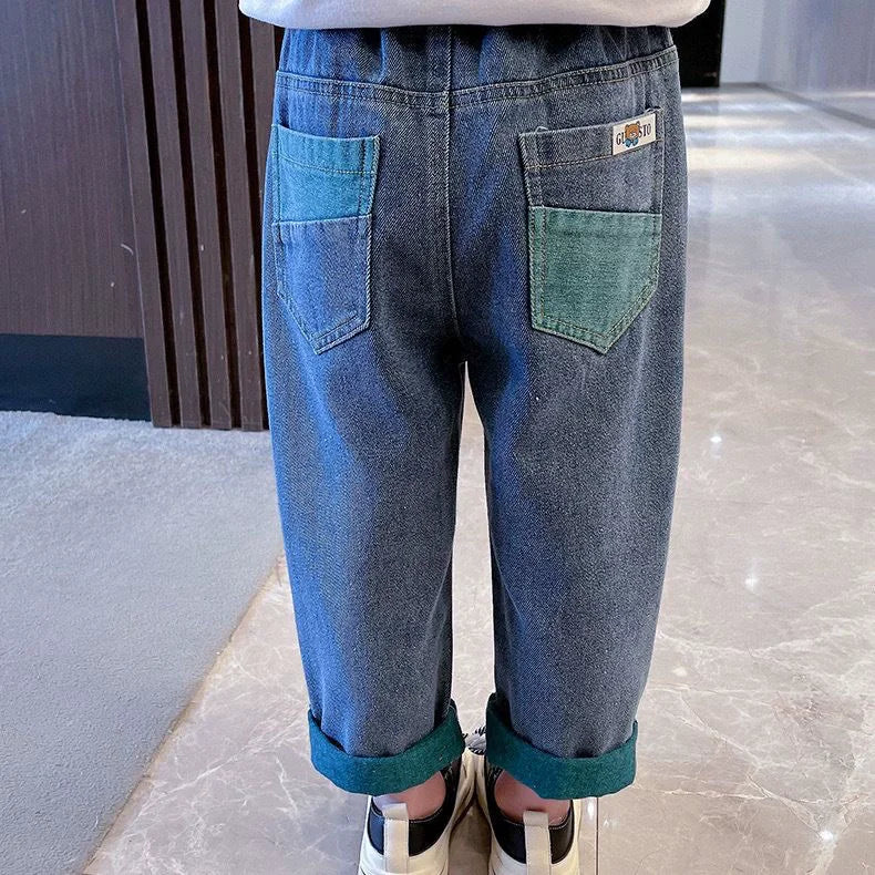 New Fashion Girls Jean Spring Summer and Autumn Soft Casual Boutique Cotton Kawaii Girls Elegant Jean Children's Pants 3-12Y