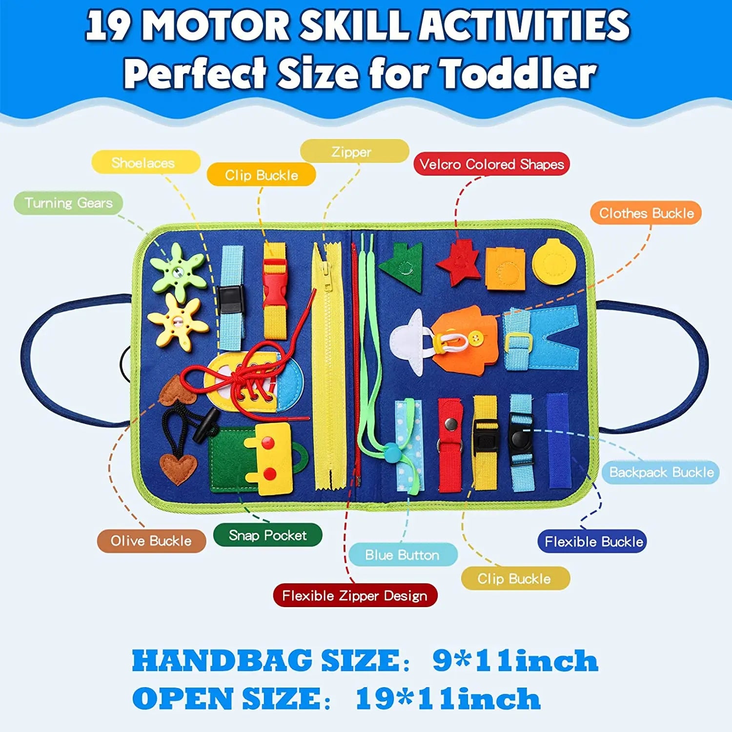 Planche de développement d'activités sensorielles, jouets Montessori, planche d'apprentissage pour les motricité, planche d'apprentissage pour les tout-petits