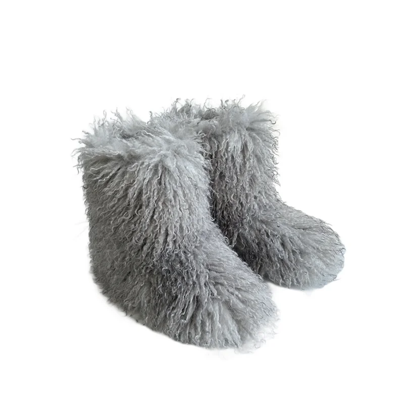 Nouveau Hiver fourrure une pièce fourrure de raton laveur femme bottes de neige chaussures de fourrure en plein air mi jambe bottes