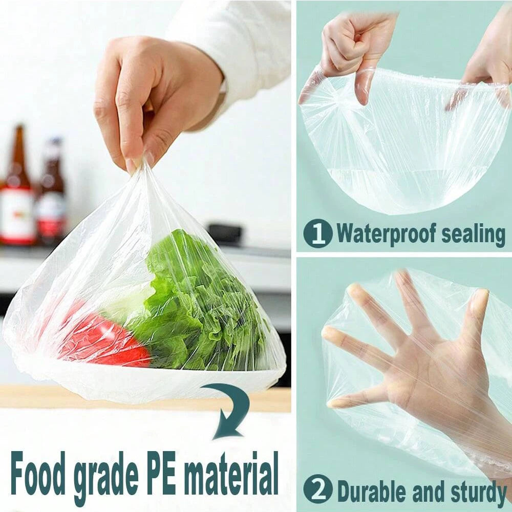 Couvercles de stockage d'emballage alimentaire réutilisables, 100 pièces, sacs pour bol, plaque élastique, couvercle en Silicone, fruits de cuisine, joint de conservation des frais en plastique