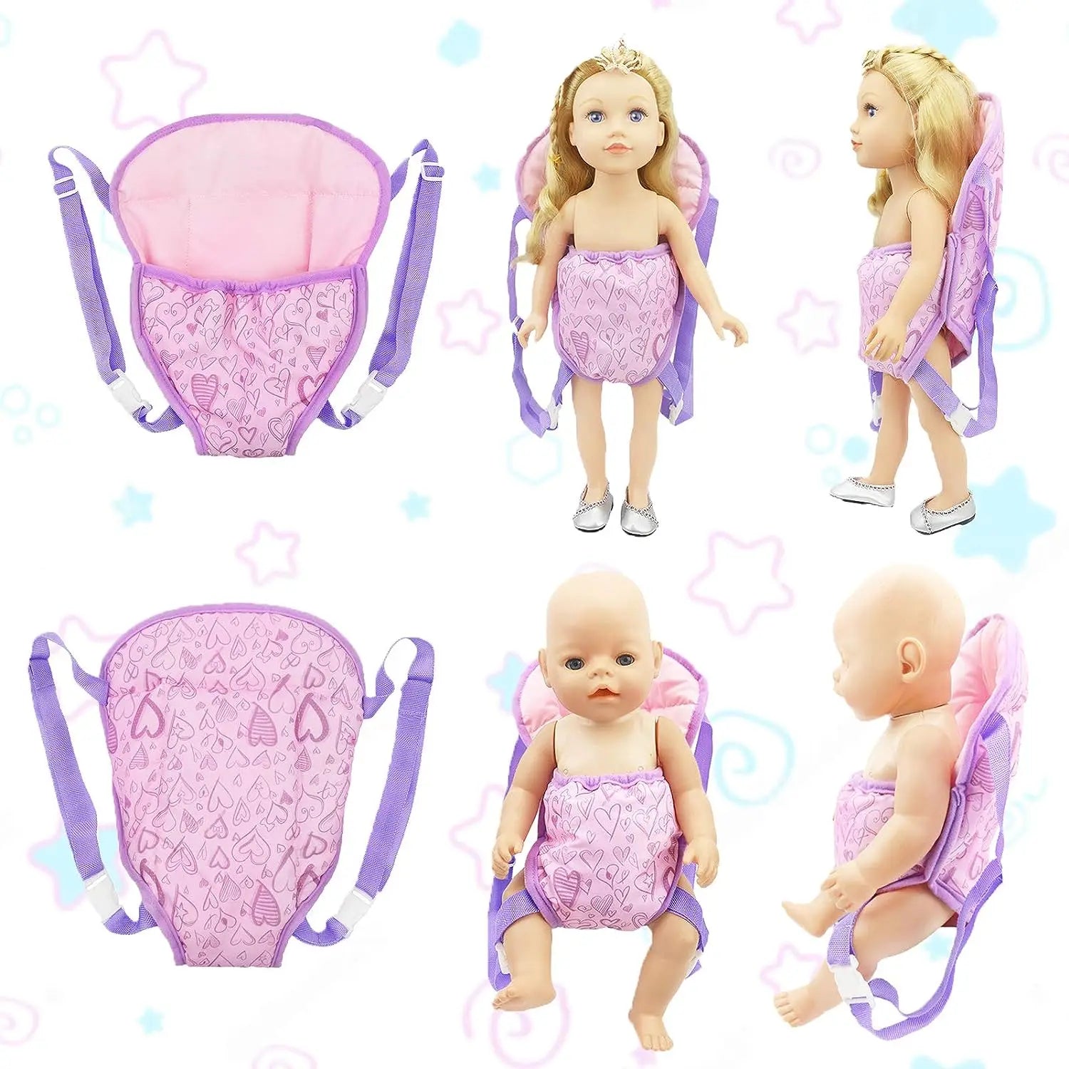 Sac à dos porte-poupée en peluche pour poupée, accessoires de poupée, porte-avant/arrière avec sangles, accessoires de poupée pour nouveau-né de 43cm, paquets sortants