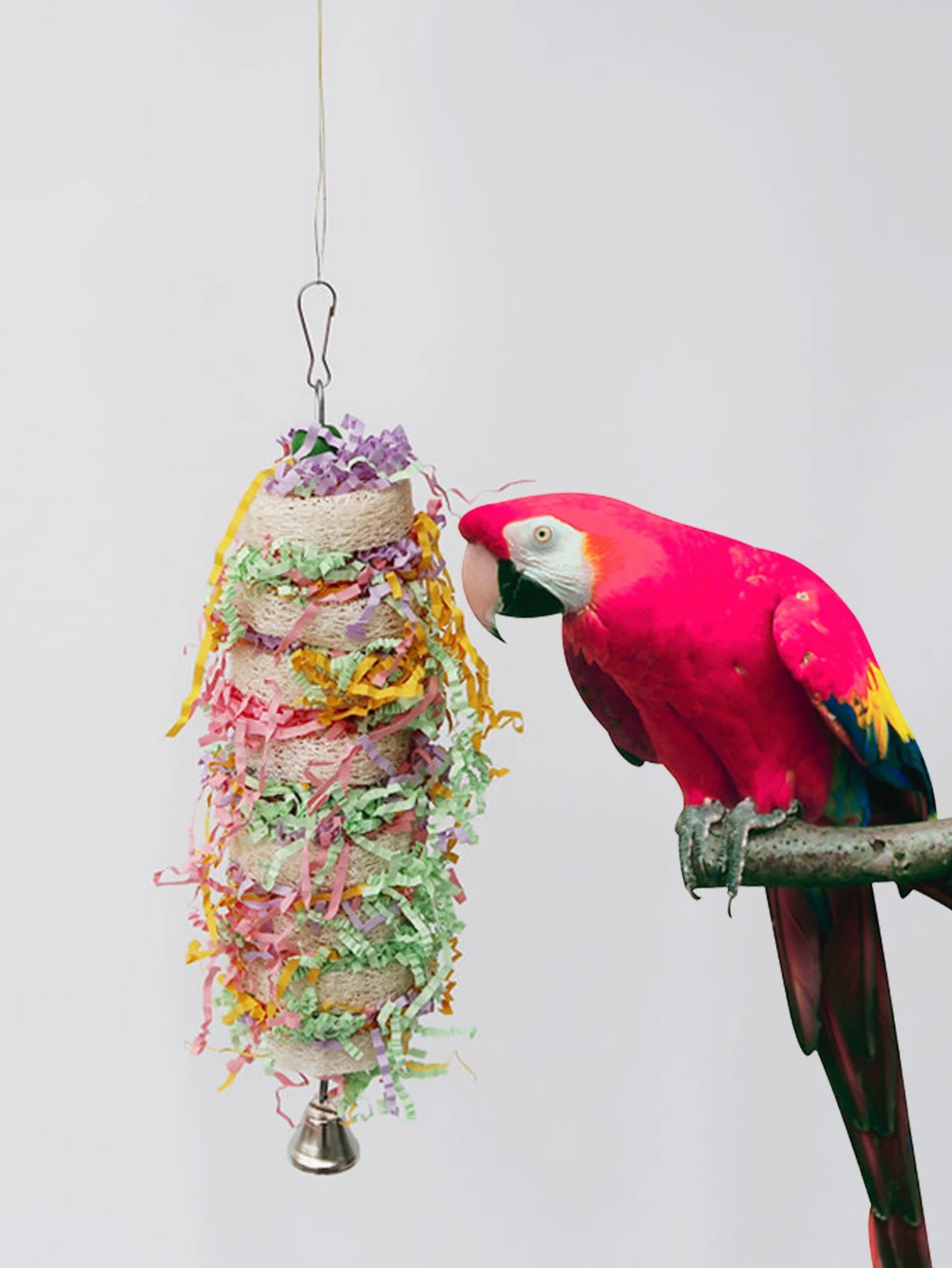 Jouets pour oiseaux amusants, jouets pour perroquets, Cage à perroquets, loofah naturel suspendu, calopsitte avec cloche, perruche, morsures d'oiseaux pour animaux de compagnie, jouets à mâcher