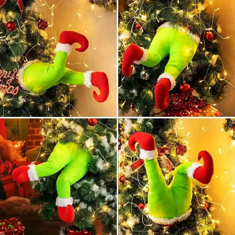 Children's plush Christmas tree decoration, door decoration, Santa's elf legs, home showdown ornaments, gift, surprise supplies