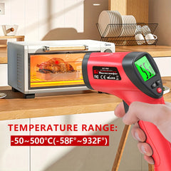 Pistolet thermomètre infrarouge -50 ~ 500 ° Pistolet de température Laser sans contact C, capteur de température portatif, pyromètre numérique LCD rétroéclairé