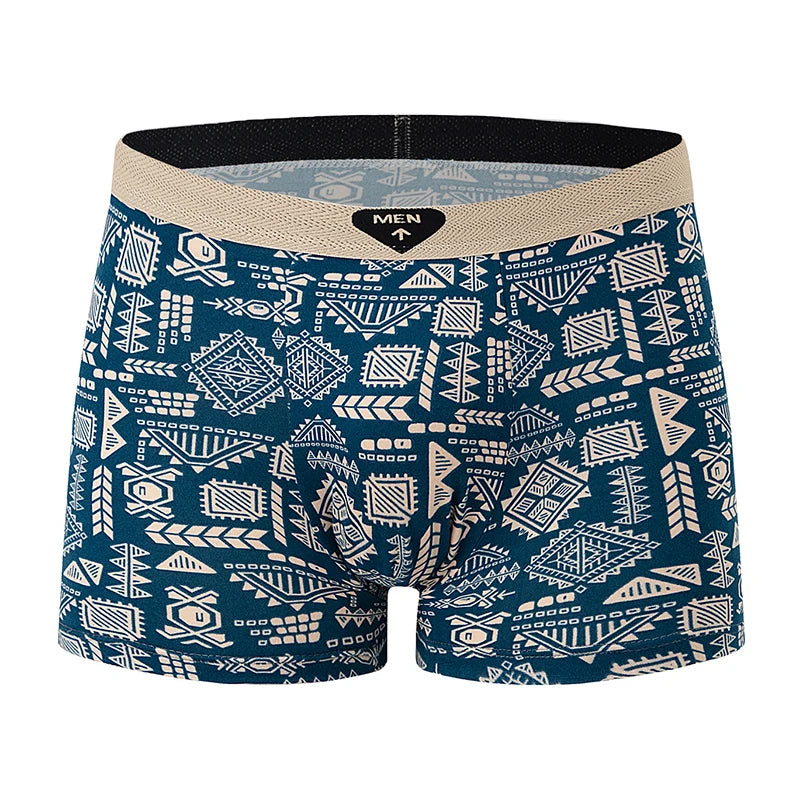 Fashionable and versatile printed underwear for men, 5-piece set, all seasons, comfortable, plus size, youthful boxer shorts, casual shorts