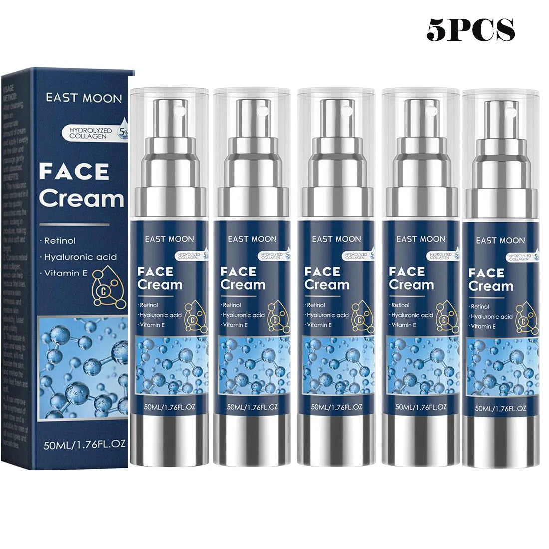 Crème hydratante pour le visage 6 en 1 pour hommes, 50ml, revitalisante, soins pour la peau, particules, avec collagène, Anti-vieillissement et rides