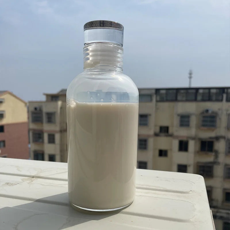 Bouteille d'Eau en Verre de Grande Capacité avec Couvercle Marqueur de Temps, pour Eau, Lait Transparent, Jus, Tasse Simple, Cadeau d'Anniversaire