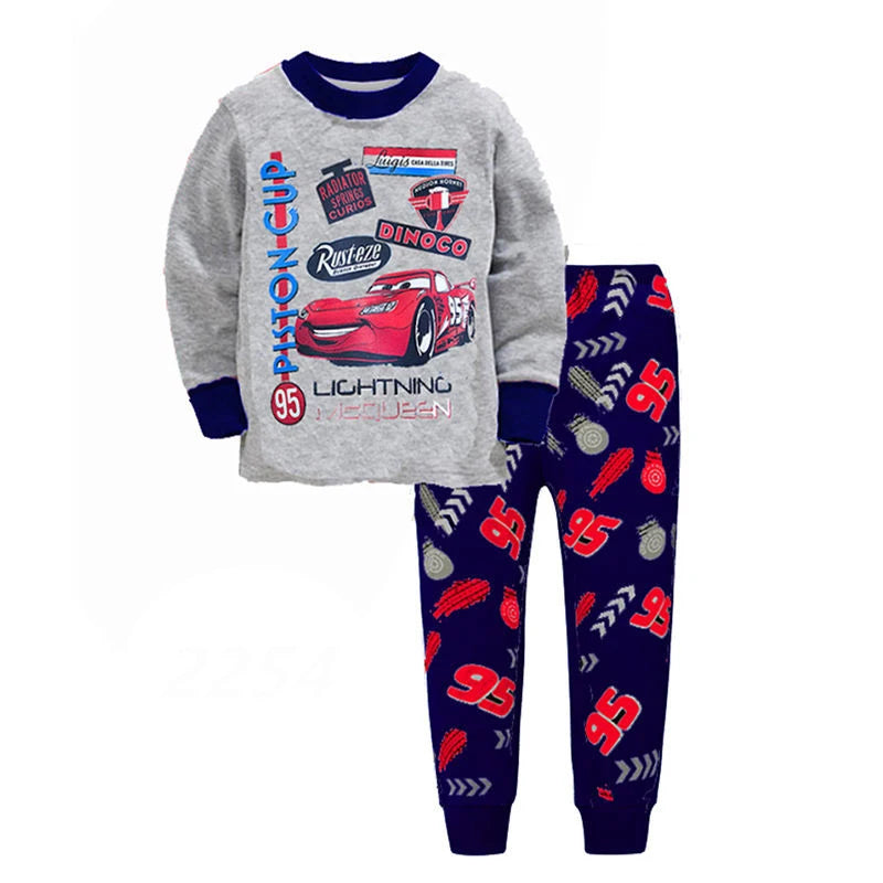 Printemps automne ensembles de vêtements pour enfants garçons 95 voitures McQueen vêtements de nuit de dessin animé vêtements enfants Pyjamas ensemble bébé filles coton Pyjamas