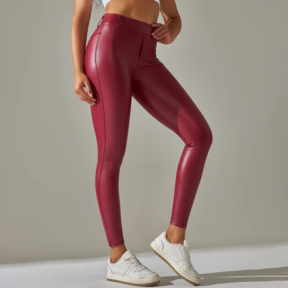 Leggings en cuir PU femmes Sexy Scrunch fesses Leggings filles Faux cuir pantalon taille haute Push Up Leggings décontractés 6 couleurs